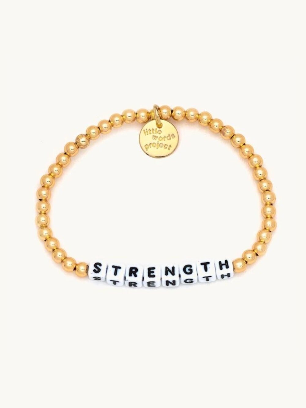 Little Words Project Strength Gold Plated Beaded Elastic Stretch Bracelet